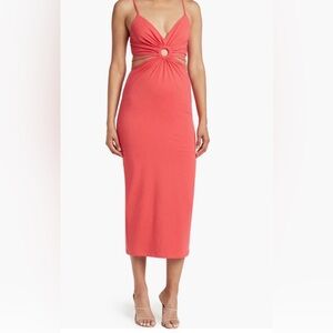 Walter Baker Coral Ring Detail Midi Dress